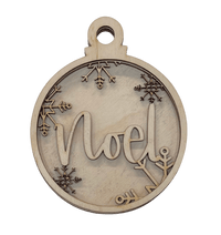 Noel 3D Laser Cut Ornament – Baltic Birch Wood Craft Supplies | DIY Wood Ornament Kit RE6 - The Wood Shape Store