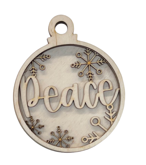 3D Ornament Peace 3 Pieces Laser Cut Out Unfinished ORN36 3D Ornament Peace 3 Pieces Laser Cut Out Unfinished ORN36