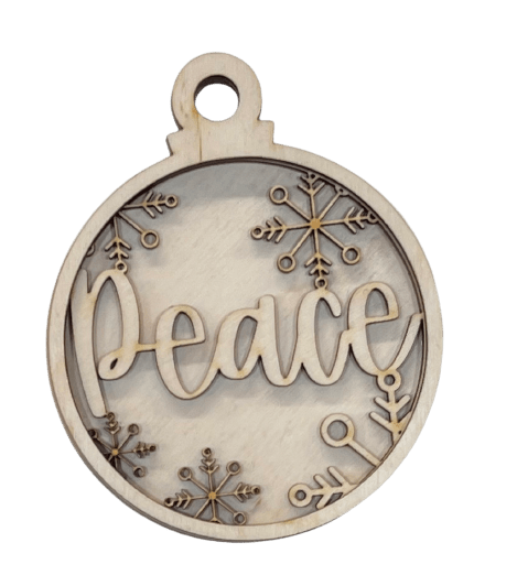 Peace 3D Laser Cut Ornament – Baltic Birch Wood Craft Supplies | DIY Wood Ornament Kit RE7 - The Wood Shape Store
