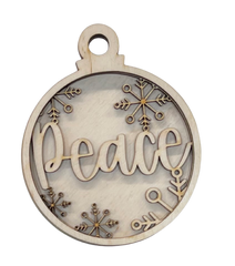 3D Ornament Peace 3 Pieces Laser Cut Out Unfinished ORN36 3D Ornament Peace 3 Pieces Laser Cut Out Unfinished ORN36