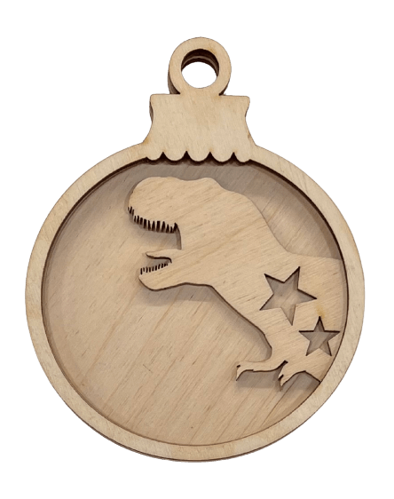 Dinosaur 3D Laser Cut Ornament - Baltic Birch Wood Craft Supplies l DIY Wood Ornament Kit MY2 - The Wood Shape Store