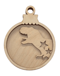 Dinosaur 3D Laser Cut Ornament - Baltic Birch Wood Craft Supplies l DIY Wood Ornament Kit MY2 - The Wood Shape Store