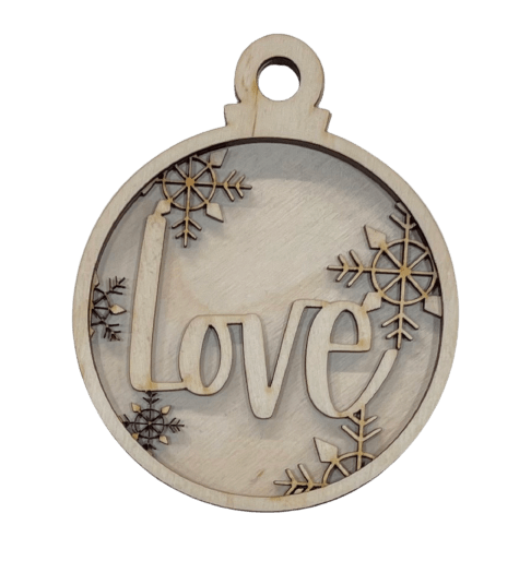 Love 3D Laser Cut Ornament – Baltic Birch Wood Craft Supplies | DIY Wood Ornament Kit VL2 - The Wood Shape Store