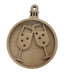 3D Ornament Champagne 3 Pieces Laser Cut Out Unfinished ORN43 3D Ornament Champagne 3 Pieces Laser Cut Out Unfinished ORN43