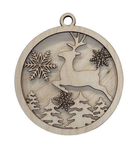 Deer 3D Laser Cut Ornament – Baltic Birch Wood Craft Supplies | DIY Wood Ornament Kit AN5 - The Wood Shape Store