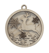 Deer 3D Laser Cut Ornament – Baltic Birch Wood Craft Supplies | DIY Wood Ornament Kit AN5 - The Wood Shape Store