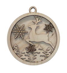 3D Ornament Deer 3 Pieces Laser Cut Out Unfinished ORN45