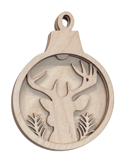 Deer 3D Laser Cut Ornament – Baltic Birch Wood Craft Supplies | DIY Wood Ornament Kit AN6 - The Wood Shape Store