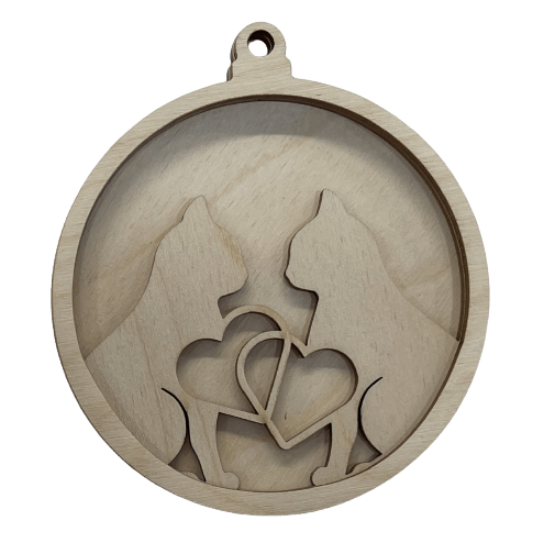 Cat 3D Laser Cut Ornament – Baltic Birch Wood Craft Supplies | DIY Wood Ornament Kit AN8 - The Wood Shape Store