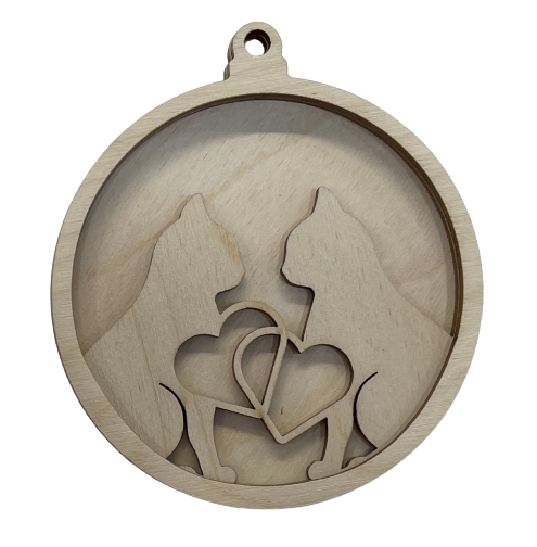 3D Ornament Cat 3 Pieces Laser Cut Out Unfinished ORN49 3D Ornament Cat 3 Pieces Laser Cut Out Unfinished ORN49