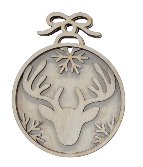Deer 3D Laser Cut Ornament – Baltic Birch Wood Craft Supplies | DIY Wood Ornament Kit AN11 - The Wood Shape Store