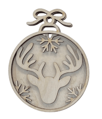 Deer 3D Laser Cut Ornament – Baltic Birch Wood Craft Supplies | DIY Wood Ornament Kit AN11 - The Wood Shape Store