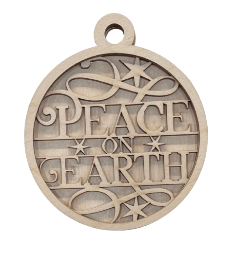 Peace 3D Laser Cut Ornament – Baltic Birch Wood Craft Supplies | DIY Wood Ornament Kit RE9 - The Wood Shape Store
