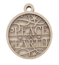 Peace 3D Laser Cut Ornament – Baltic Birch Wood Craft Supplies | DIY Wood Ornament Kit RE9 - The Wood Shape Store