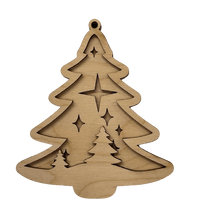 Tree 3D Laser Cut Ornament – Baltic Birch Wood Craft Supplies | DIY Wood Ornament Kit XM48 - The Wood Shape Store