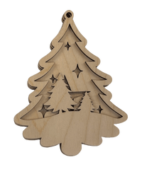 Tree 3D Laser Cut Ornament – Baltic Birch Wood Craft Supplies | DIY Wood Ornament Kit XM99 - The Wood Shape Store
