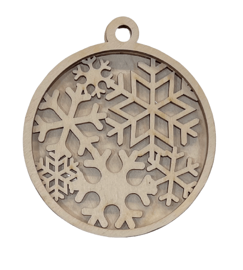 Snowflake 3D Laser Cut Ornament – Baltic Birch Wood Craft Supplies | DIY Wood Ornament Kit XM50 - The Wood Shape Store