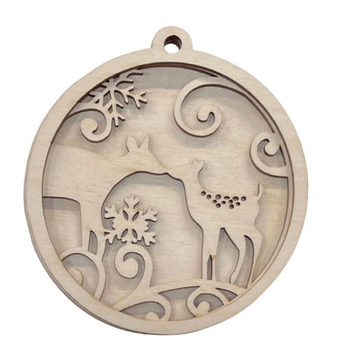 Deer 3D Laser Cut Ornament – Baltic Birch Wood Craft Supplies | DIY Wood Ornament Kit AN13 - The Wood Shape Store