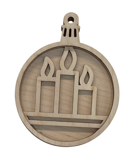 Candle 3D Laser Cut Ornament – Baltic Birch Wood Craft Supplies | DIY Wood Ornament Kit XM306 - The Wood Shape Store