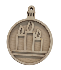 Candle 3D Laser Cut Ornament – Baltic Birch Wood Craft Supplies | DIY Wood Ornament Kit XM306 - The Wood Shape Store