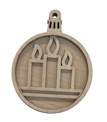 3D Ornament Candle 3 Pieces Laser Cut Out Unfinished ORN60 3D Ornament Candle 3 Pieces Laser Cut Out Unfinished ORN60