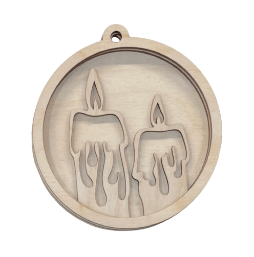 Candle 3D Laser Cut Ornament – Baltic Birch Wood Craft Supplies | DIY Wood Ornament Kit XM62 - The Wood Shape Store