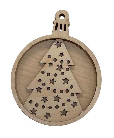 Tree Laser Cut Ornament – Baltic Birch Wood Craft Supplies | DIY Wood Ornament Kit XM17 - The Wood Shape Store