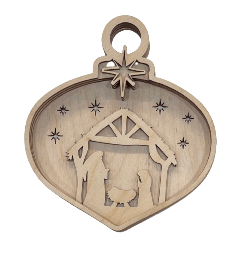 Nativity 3D Laser Cut Ornament – Baltic Birch Wood Craft Supplies | DIY Wood Ornament Kit RE10 - The Wood Shape Store
