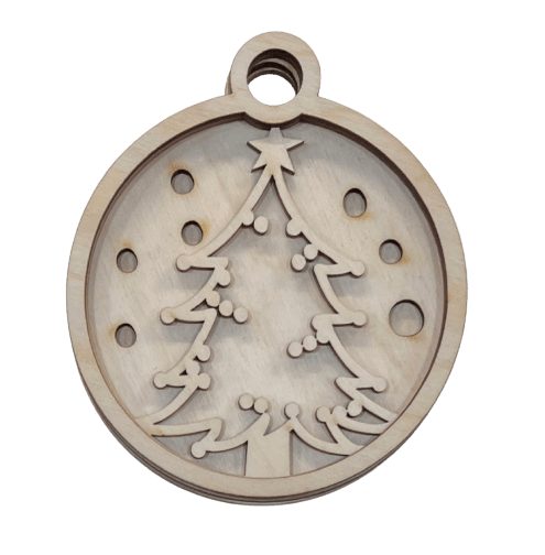 Tree 3D Laser Cut Ornament – Baltic Birch Wood Craft Supplies | DIY Wood Ornament Kit XM310 - The Wood Shape Store