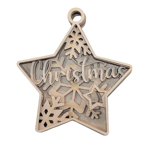 3D Ornament Star 5 Pieces Laser Cut Out Unfinished ORN67