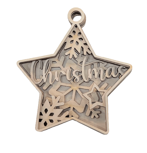 Star 3D Laser Cut Ornament – Baltic Birch Wood Craft Supplies | DIY Wood Ornament Kit XM18 - The Wood Shape Store