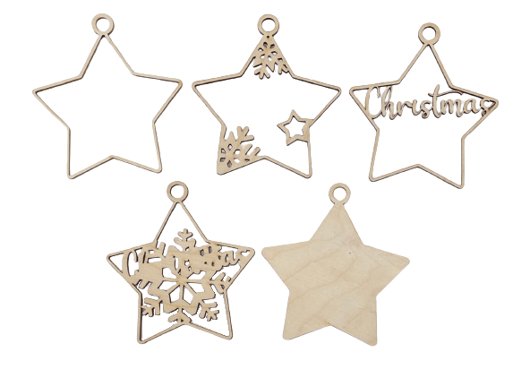 Star 3D Laser Cut Ornament – Baltic Birch Wood Craft Supplies | DIY Wood Ornament Kit XM18 - The Wood Shape Store