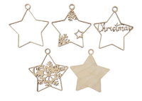 Star 3D Laser Cut Ornament – Baltic Birch Wood Craft Supplies | DIY Wood Ornament Kit XM18 - The Wood Shape Store