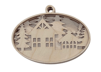House 3D Laser Cut Ornament – Baltic Birch Wood Craft Supplies | DIY Wood Ornament Kit HM1 - The Wood Shape Store