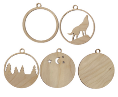 3D Ornament Wolf 5 Pieces Laser Cut Out Unfinished ORN69 3D Ornament Wolf 5 Pieces Laser Cut Out Unfinished ORN69