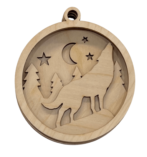 Wolf 3D Laser Cut Ornament – Baltic Birch Wood Craft Supplies | DIY Wood Ornament Kit AN14 - The Wood Shape Store