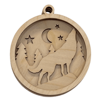 Wolf 3D Laser Cut Ornament – Baltic Birch Wood Craft Supplies | DIY Wood Ornament Kit AN14 - The Wood Shape Store