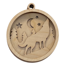 3D Ornament Wolf 5 Pieces Laser Cut Out Unfinished ORN69 3D Ornament Wolf 5 Pieces Laser Cut Out Unfinished ORN69