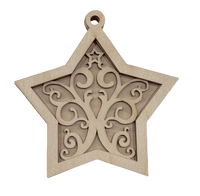 Star 3D Laser Cut Ornament – Baltic Birch Wood Craft Supplies | DIY Wood Ornament Kit DS17 - The Wood Shape Store
