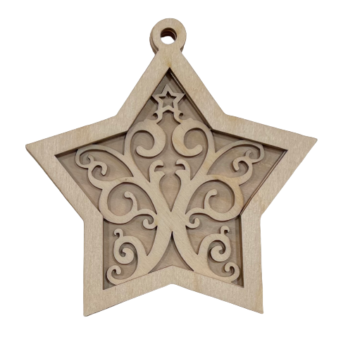 3D Ornament Star 3 Pieces Laser Cut Out Unfinished ORN6 3D Ornament Star 3 Pieces Laser Cut Out Unfinished ORN6