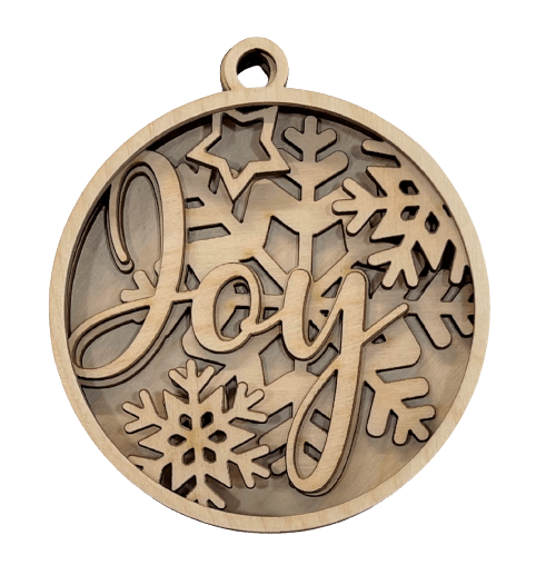 Joy 3D Laser Cut Ornament – Baltic Birch Wood Craft Supplies | DIY Wood Ornament Kit XM65 - The Wood Shape Store
