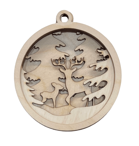 Deer 3D Laser Cut Ornament – Baltic Birch Wood Craft Supplies | DIY Wood Ornament Kit AN15 - The Wood Shape Store