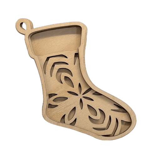 Stocking 3D Laser Cut Ornament – Baltic Birch Wood Craft Supplies | DIY Wood Ornament Kit XM41 - The Wood Shape Store