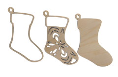 3D Ornament Stocking 3 Pieces Laser Cut Out Unfinished ORN72 3D Ornament Stocking 3 Pieces Laser Cut Out Unfinished ORN72