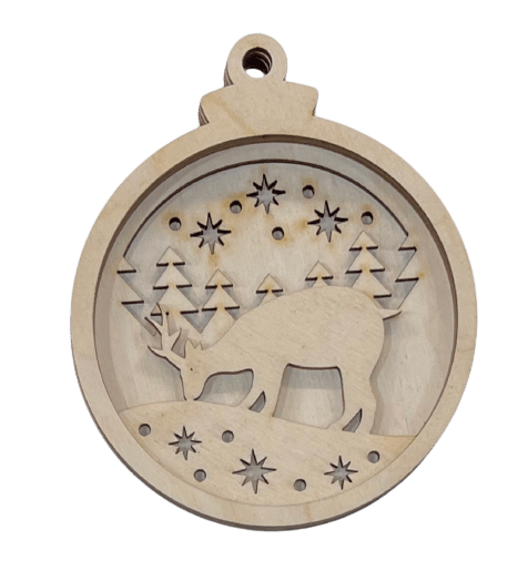 Deer 3D Laser Cut Ornament – Baltic Birch Wood Craft Supplies | DIY Wood Ornament Kit AN36 - The Wood Shape Store