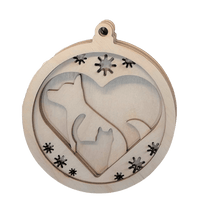 Cat & Dog 3D Laser Cut Ornament – Baltic Birch Wood Craft Supplies | DIY Wood Ornament Kit AN16 - The Wood Shape Store