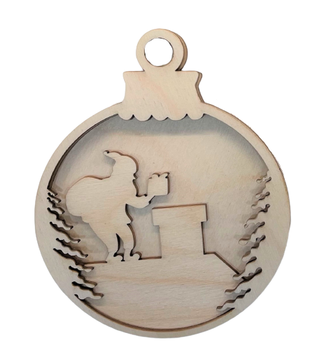 3D Ornament Santa 4 Pieces Laser Cut Out Unfinished ORN76 3D Ornament Santa 4 Pieces Laser Cut Out Unfinished ORN76