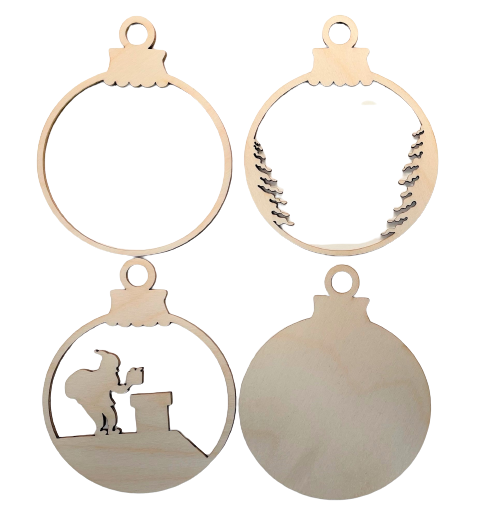3D Ornament Santa 4 Pieces Laser Cut Out Unfinished ORN76 3D Ornament Santa 4 Pieces Laser Cut Out Unfinished ORN76