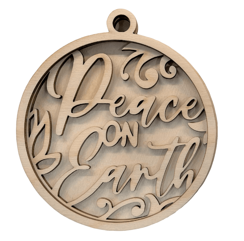 3D Ornament Peace on Earth 3 Pieces Laser Cut Out Unfinished ORN79