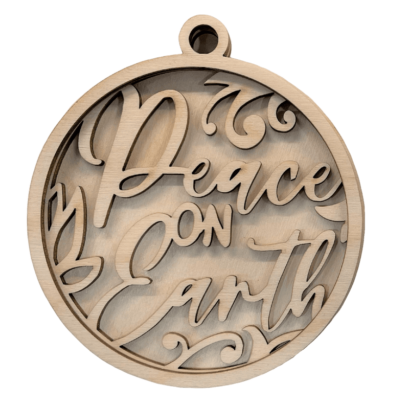 Peace 3D Laser Cut Ornament – Baltic Birch Wood Craft Supplies | DIY Wood Ornament Kit RE11 - The Wood Shape Store